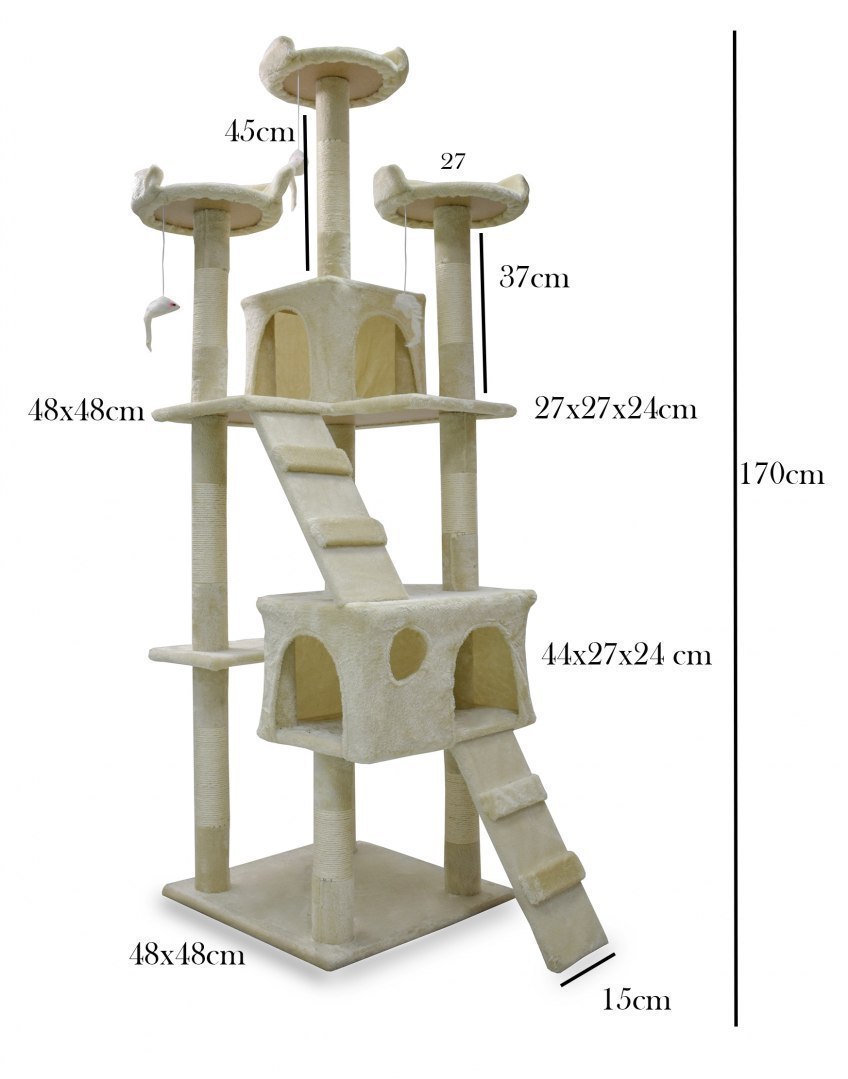 Drapak drzewko Legowisko Wieża dla Kota 170cm Beżowy