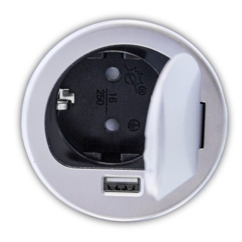 GNIAZDO CHOWANE WPUSZCZANE W BLAT OKRĄGŁE Z USB