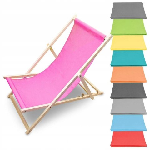 LEŻAK PLAŻOWY OGRODOWY DREWNIANY SKŁADANY REGULOWANY ŻÓŁTY