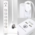 Listwa zasilająca przedłużacz 6 gniazd + 2xUSB 1,5m