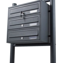 skrzynka lokatorska 3 komory stal nierdzewna ze stojakiem zewnętrzna