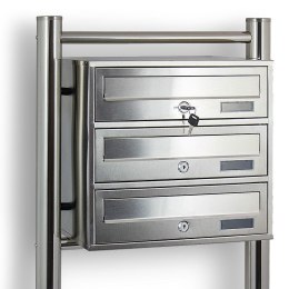 skrzynka lokatorska 3 komorowa stal nierdzewna na stojaku euro zamek