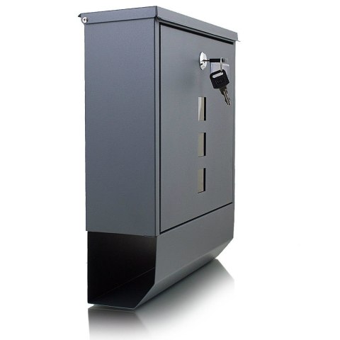 Skrzynka na listy z gazetnikiem stal nierdzewna grafitowa nowoczesna Inox