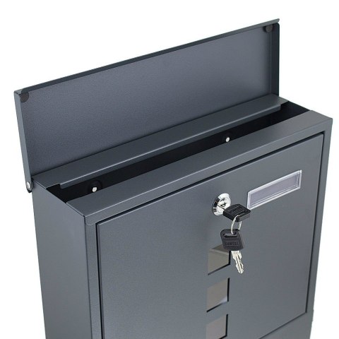 Skrzynka na listy z gazetnikiem stal nierdzewna grafitowa nowoczesna Inox