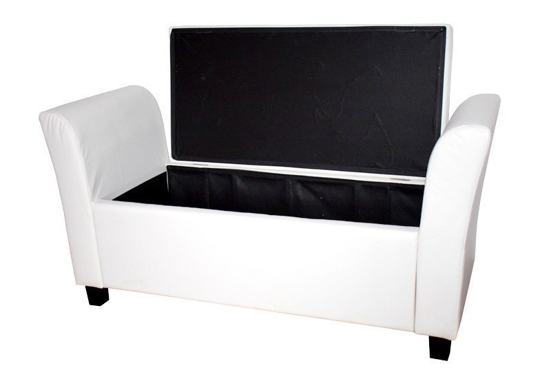 Sofa biała z oparciami średnia pufa white pu