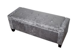 Sofa mała szara błyszcząca pufa GREY CRUSHED VELWET