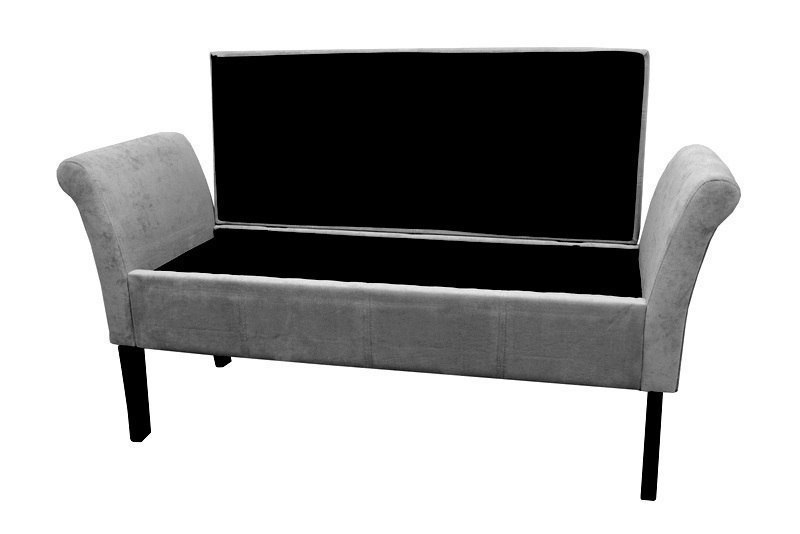 Sofa pufa grey chenille z oparciami duża