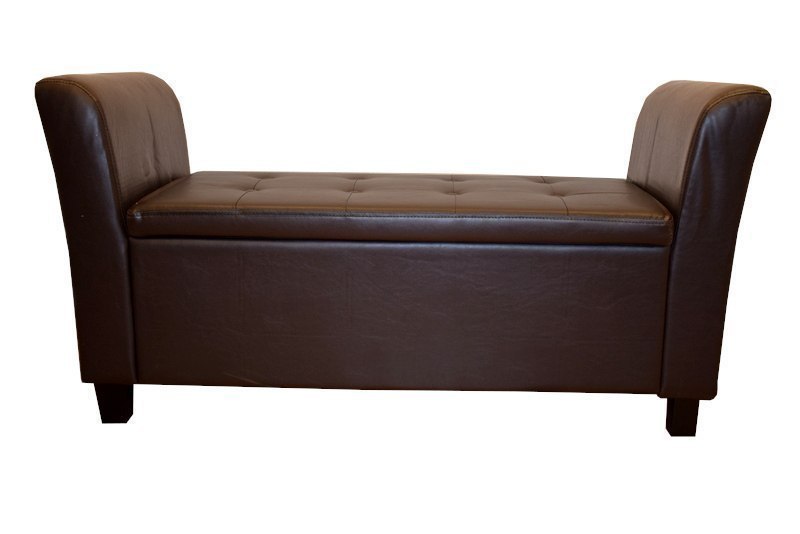 Sofa średnia brązowa eko skóra pufa brown pu