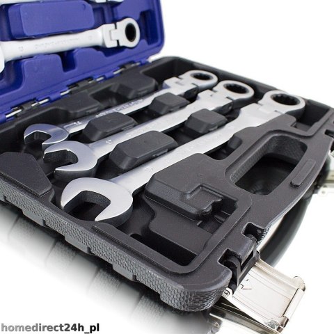 Zestaw 6 kluczy z grzechotką i przegubem