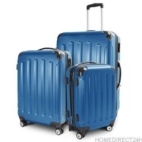 Zestaw walizek podróżnych ABS STRIPES Błękitny