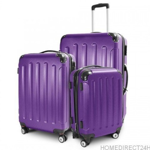 Zestaw walizek podróżnych ABS STRIPES Fioletowy