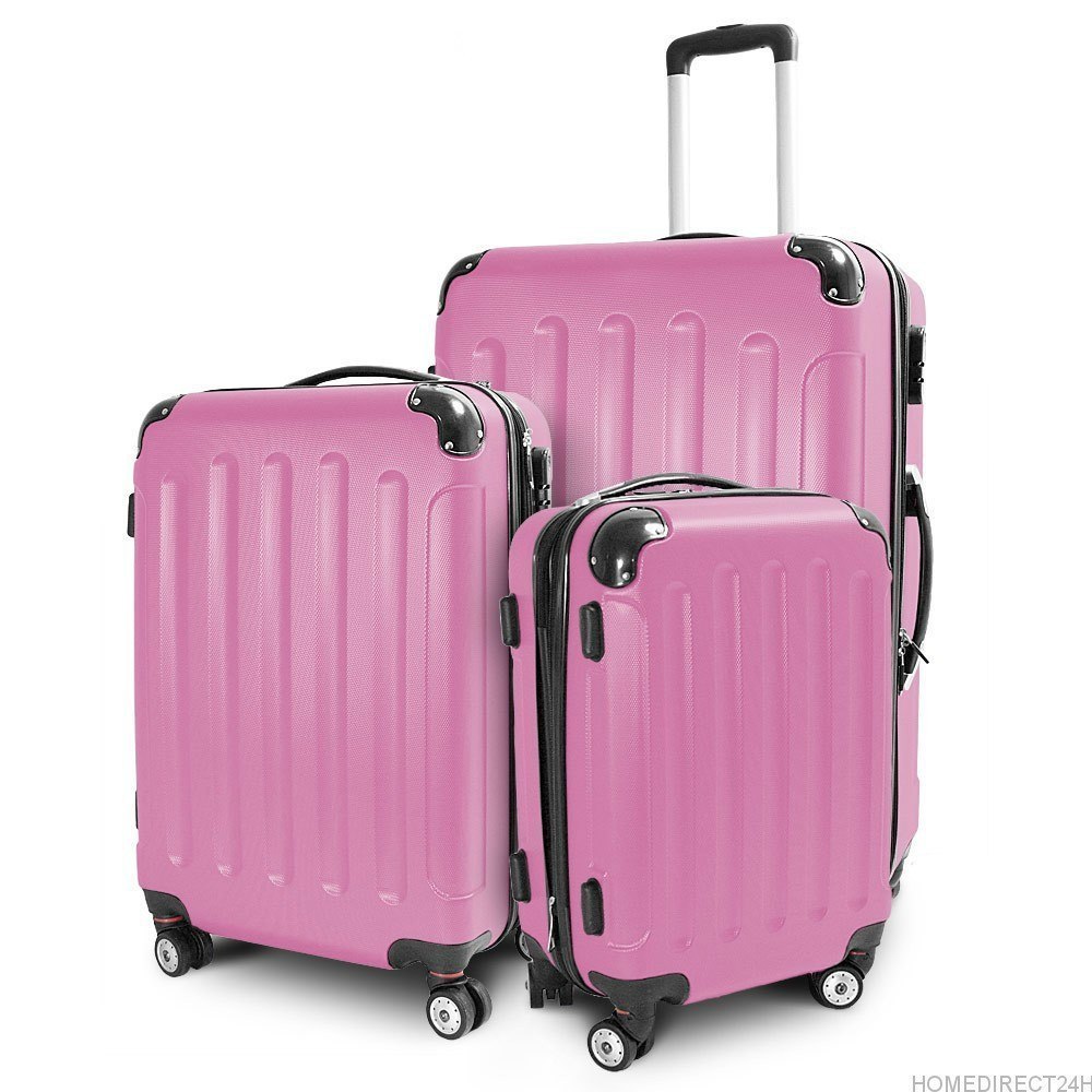 Zestaw walizek podróżnych ABS STRIPES Jasny różowy