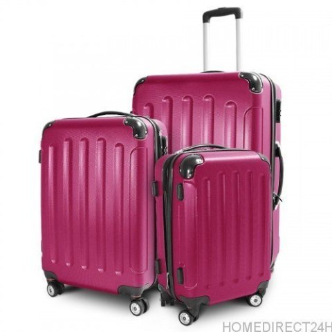 Zestaw walizek podróżnych ABS STRIPES Różowy