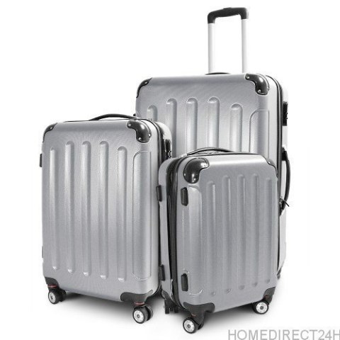 Zestaw walizek podróżnych ABS STRIPES Srebrny