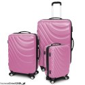 Zestaw walizek podróżnych ABS WAVE Jasny różowy