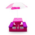Stolik ogrodowy dla dzieci ławka parasol różowy