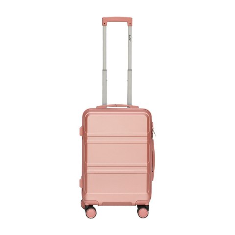 Walizka kabinowa pudrowy róż + kuferek ABS zestaw podróżny 56cm