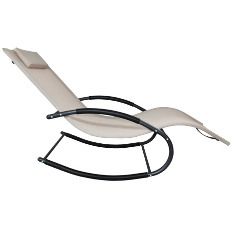 leżak bujany ogrodowy textilene beżowy do ośrodków spa i hoteli 150 kg