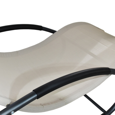 leżak bujany ogrodowy textilene beżowy do ośrodków spa i hoteli 150 kg