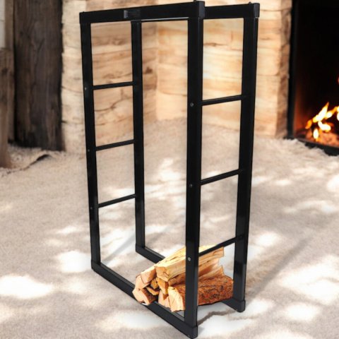 STOJAK NA DREWNO KOMINKOWE 60×25×100CM BITUXX METALOWY LOFT CZARNY