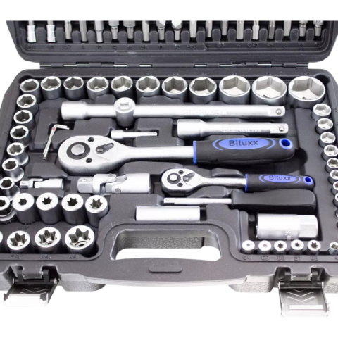 zestaw kluczy nasadowych 108 el crv bituxx grzechotki torx w walizce