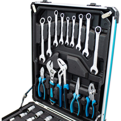 zestaw narzędzi 1200 el walizka na kółkach crv grzechotki klucze