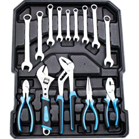 zestaw narzędzi 1200 el walizka na kółkach crv grzechotki klucze