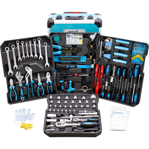 zestaw narzędzi 1200 el walizka na kółkach crv grzechotki klucze