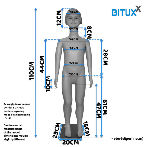 Manekin Dziecięcy Wystawowy Dziewczynka 110CM Sklep Odzieżowy Ekspozycja
