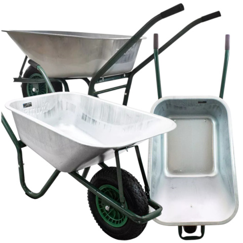 Taczka ogrodowa budowlana 100L 250kg stalowa koło pompowane wygodne uchwyty