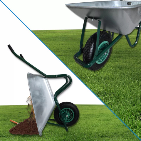 Taczka ogrodowa budowlana 100L 250kg stalowa koło pompowane wygodne uchwyty