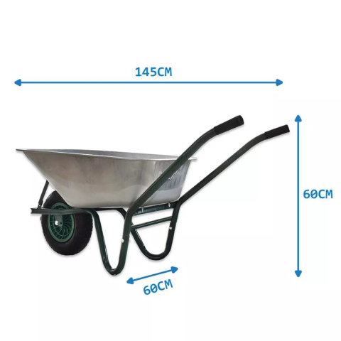 Taczka ogrodowa budowlana 100L 250kg stalowa koło pompowane wygodne uchwyty