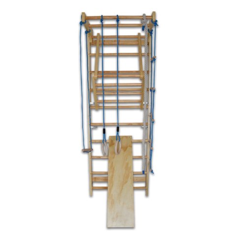 drabinka gimnastyczna drewniana 220 cm stabilna z huśtawką drążkiem lina