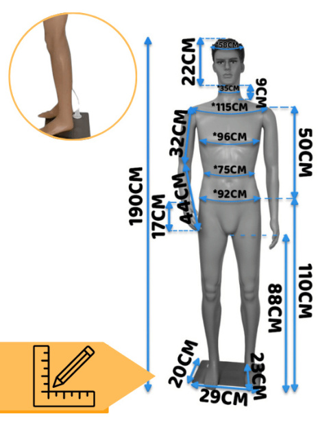 manekin męski 190 cm pełnopostaciowy realistyczny lekki demontowalny