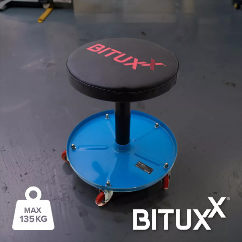 stołek warsztatowy obrotowy z regulacją wysokości 40 50 cm pojemnik 135 kg