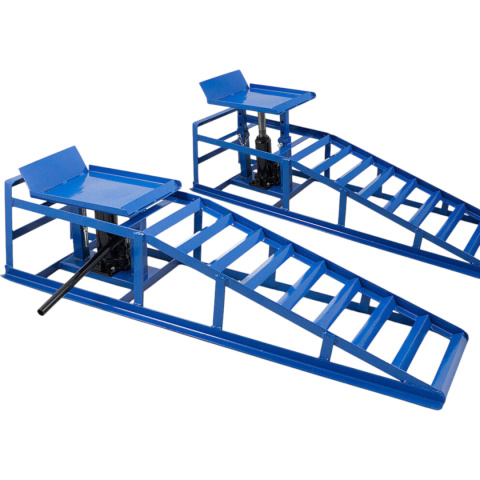 rampy najazdowe z podnośnikiem hydraulicznym 2x2000 kg stalowe regulowane