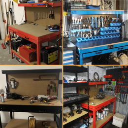 Stół Roboczy Warsztatowy 115x55 cm z Szufladą Hakami Udźwig 100 kg