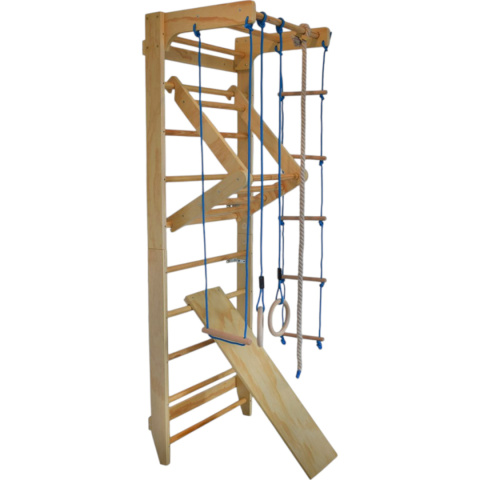 drabinka gimnastyczna drewniana 220 cm stabilna z huśtawką drążkiem lina
