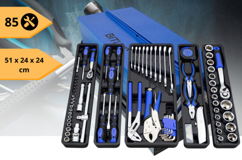 skrzynka z narzędziami 85 el klucze grzechotki wkrętaki walizka warsztatowa