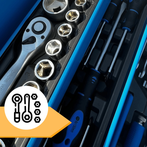 skrzynka z narzędziami 85 el klucze grzechotki wkrętaki walizka warsztatowa