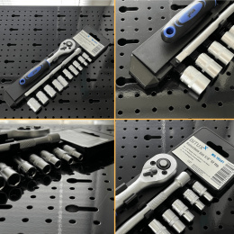 zestaw kluczy nasadowych 12w1 grzechotka 1/4 nasadki 4-13 mm przedłużka