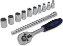 zestaw kluczy nasadowych 12w1 grzechotka 1/4 nasadki 4-13 mm przedłużka