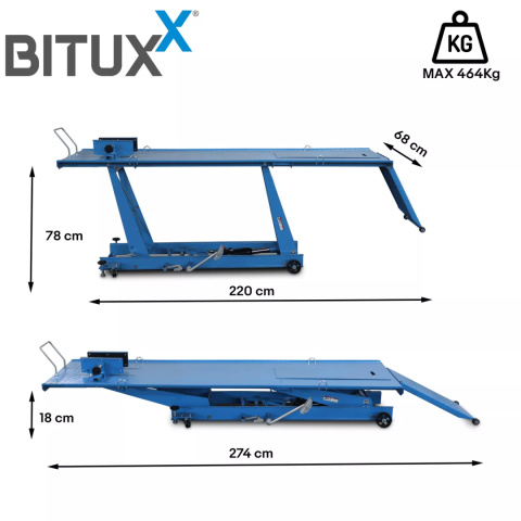 Podnośnik motocyklowy hydrauliczny udźwig do 460 kg Regulowany 18-78 cm