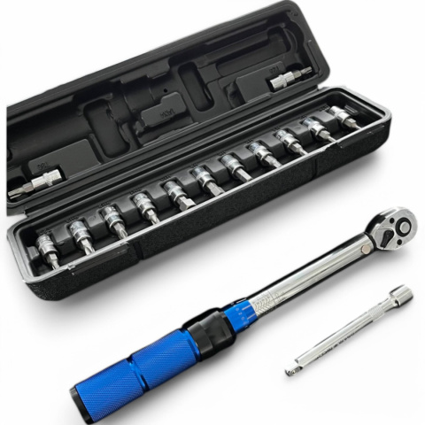 klucz dynamometryczny rowerowy 2-24 Nm 1/4" zestaw nasadek 15 elementów