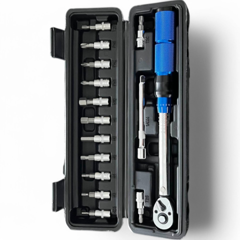 klucz dynamometryczny rowerowy 2-24 Nm 1/4" zestaw nasadek 15 elementów