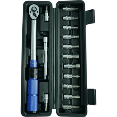 klucz dynamometryczny rowerowy 2-24 Nm 1/4" zestaw nasadek 15 elementów