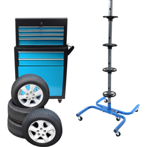 stojak na koła i opony stalowy udźwig 150 kg mobilny garaż warsztat 245 mm