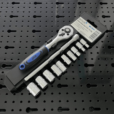 zestaw kluczy nasadowych 12w1 grzechotka 1/4 nasadki 4-13 mm przedłużka