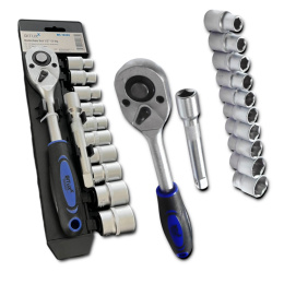 zestaw narzędzi 12w1 grzechotka 1/2 nasadki 10-24 mm przedłużka 125 mm