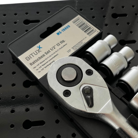 zestaw narzędzi 12w1 grzechotka 1/2 nasadki 10-24 mm przedłużka 125 mm